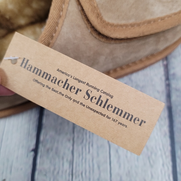 HAMMACHER & SCHLEMMER | sheepskin shearling suede adjustable open toe sl… - Picture 13 of 15